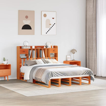 Letto Libreria senza Materasso Marrone Cera 140x190 cm in Pino - homemem39