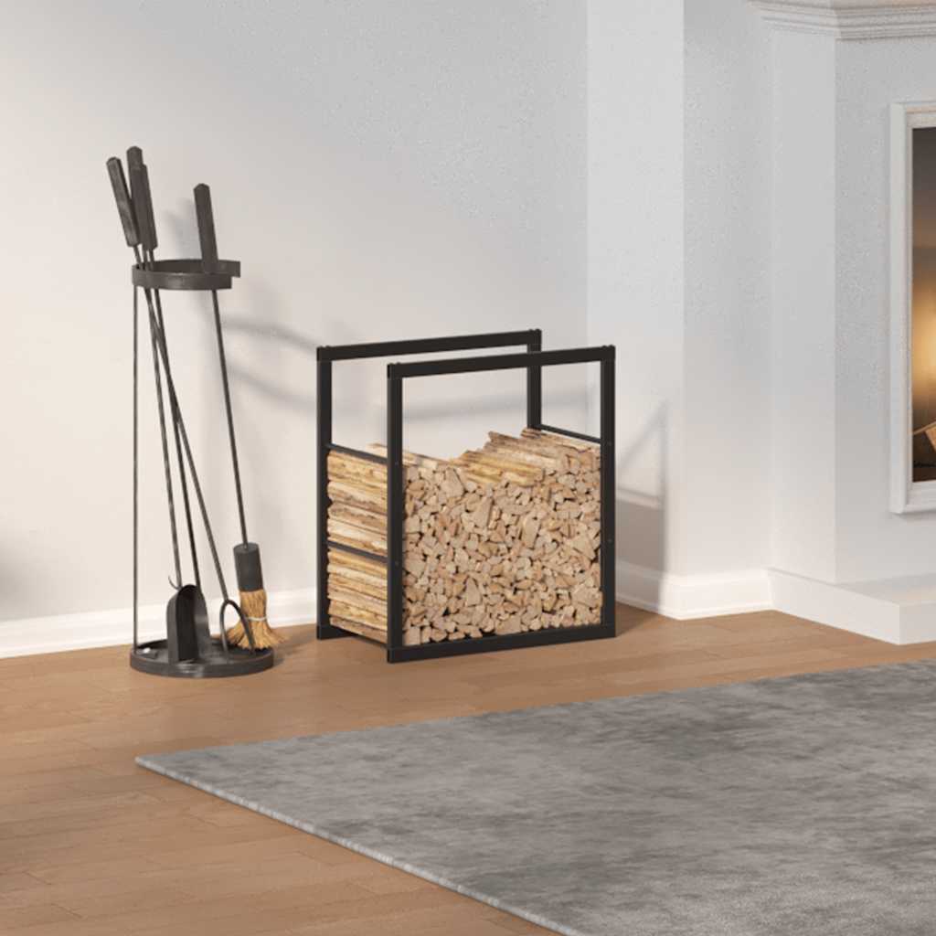 Rastrelliera per Legna da Ardere Nera 55x30x61 cm in Acciaio - homemem39