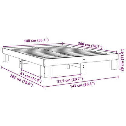 Struttura Letto Senza Materasso 140x200 cm in Legno di Rovere