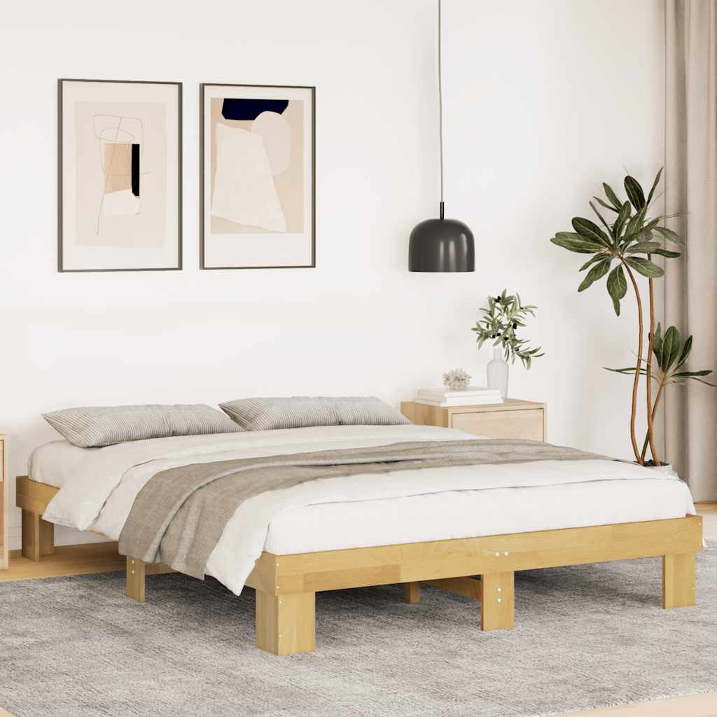 Struttura Letto Senza Materasso 140x200 cm in Legno di Rovere