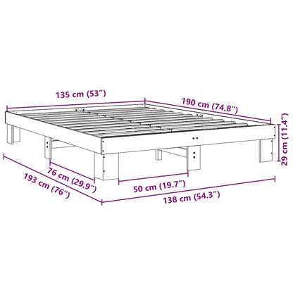 Struttura Letto Senza Materasso 135x190 cm in Legno di Rovere