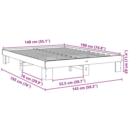 Struttura Letto Senza Materasso 140x190 cm in Legno di Rovere