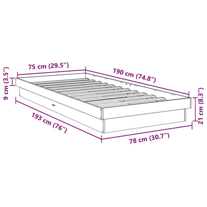 Struttura Letto Senza Materasso 75x190 cm in Legno di Rovere