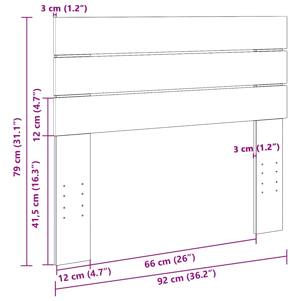 Testiera 90 cm in Legno Massello di Rovere - homemem39