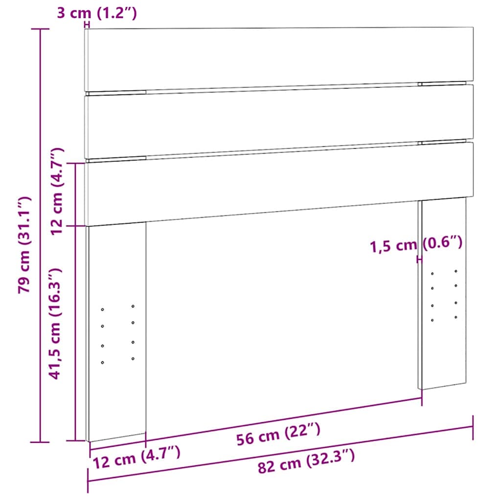 Testiera 80 cm in Legno Massello di Rovere - homemem39