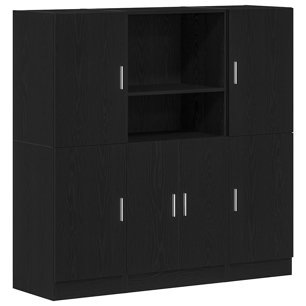 Set di Mobili da Cucina 3 pz Nero in Truciolato | homemem39