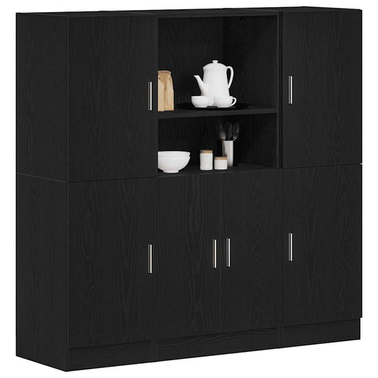 Set di Mobili da Cucina 3 pz Nero in Truciolato | homemem39