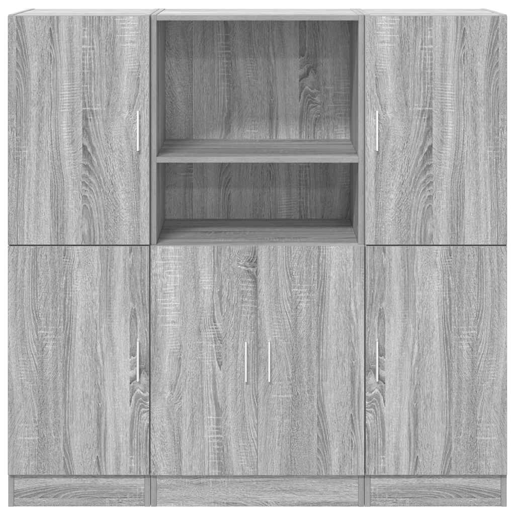 Set di Mobili da Cucina 3 pz Grigio Sonoma in Truciolato | homemem39