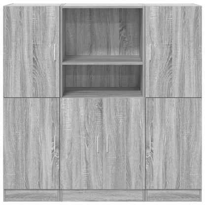 Set di Mobili da Cucina 3 pz Grigio Sonoma in Truciolato | homemem39