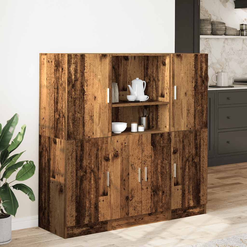 Set di Mobili da Cucina 3 pz Legno Antico in Truciolato | homemem39