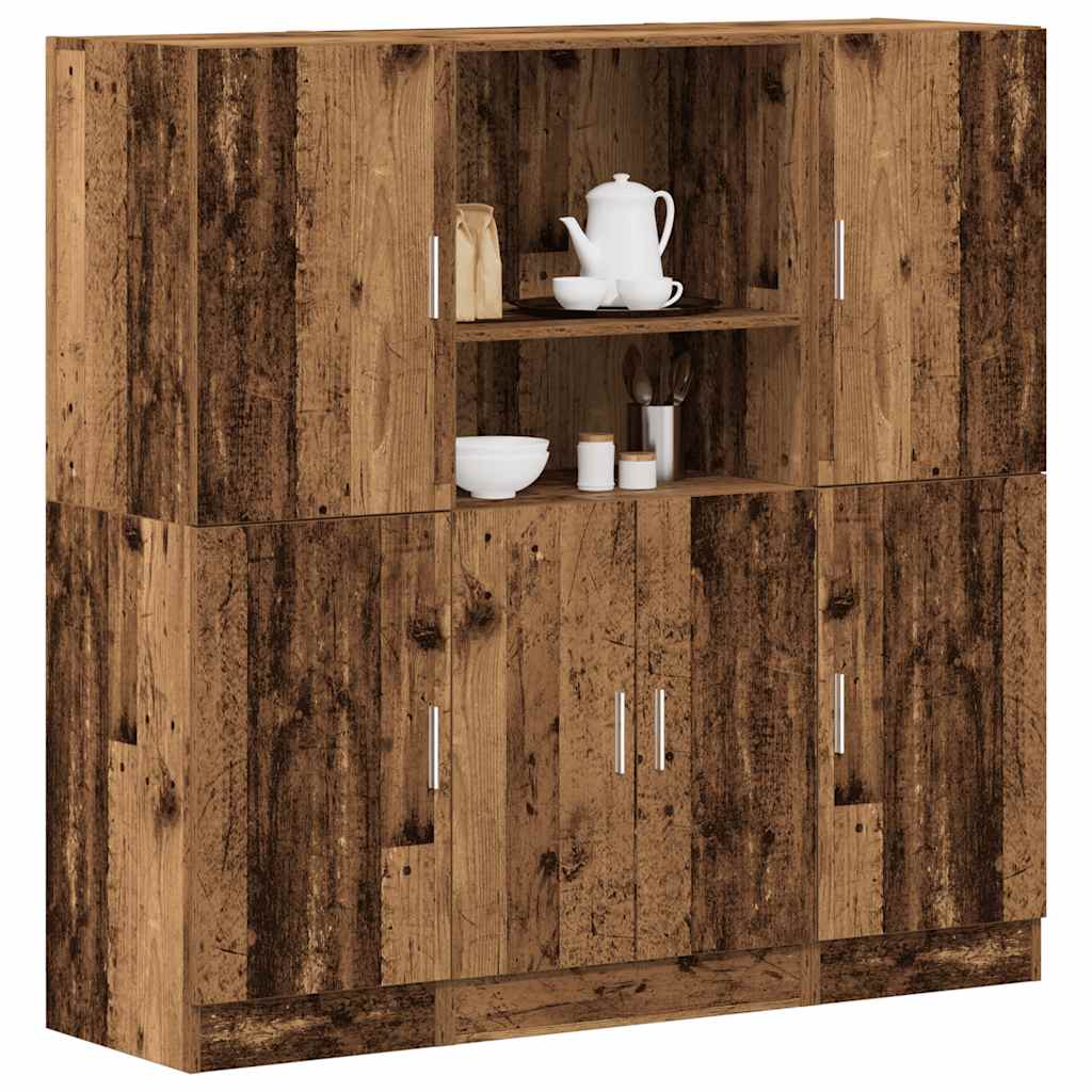 Set di Mobili da Cucina 3 pz Legno Antico in Truciolato | homemem39