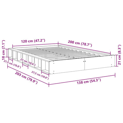 Struttura Letto Senza Materasso 120x200 cm in Legno di Rovere