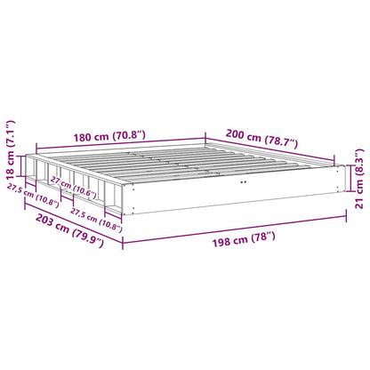 Struttura Letto Senza Materasso 180x200 cm in Legno di Rovere