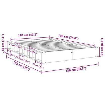 Struttura Letto Senza Materasso 120x190 cm in Legno di Rovere