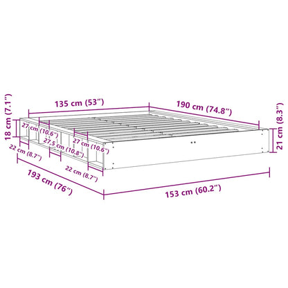 Struttura Letto Senza Materasso 135x190 cm in Legno di Rovere