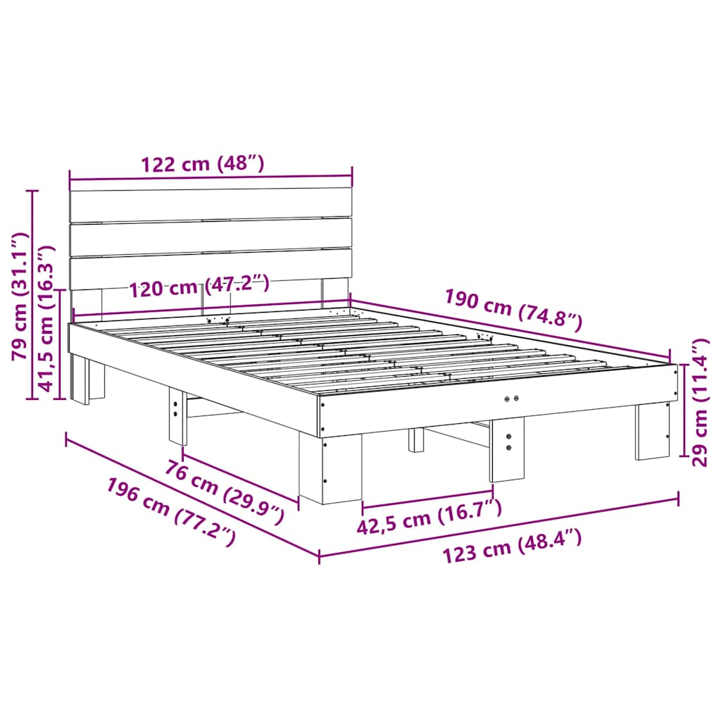 Struttura Letto con Testiera senza Materasso 120x190 cm