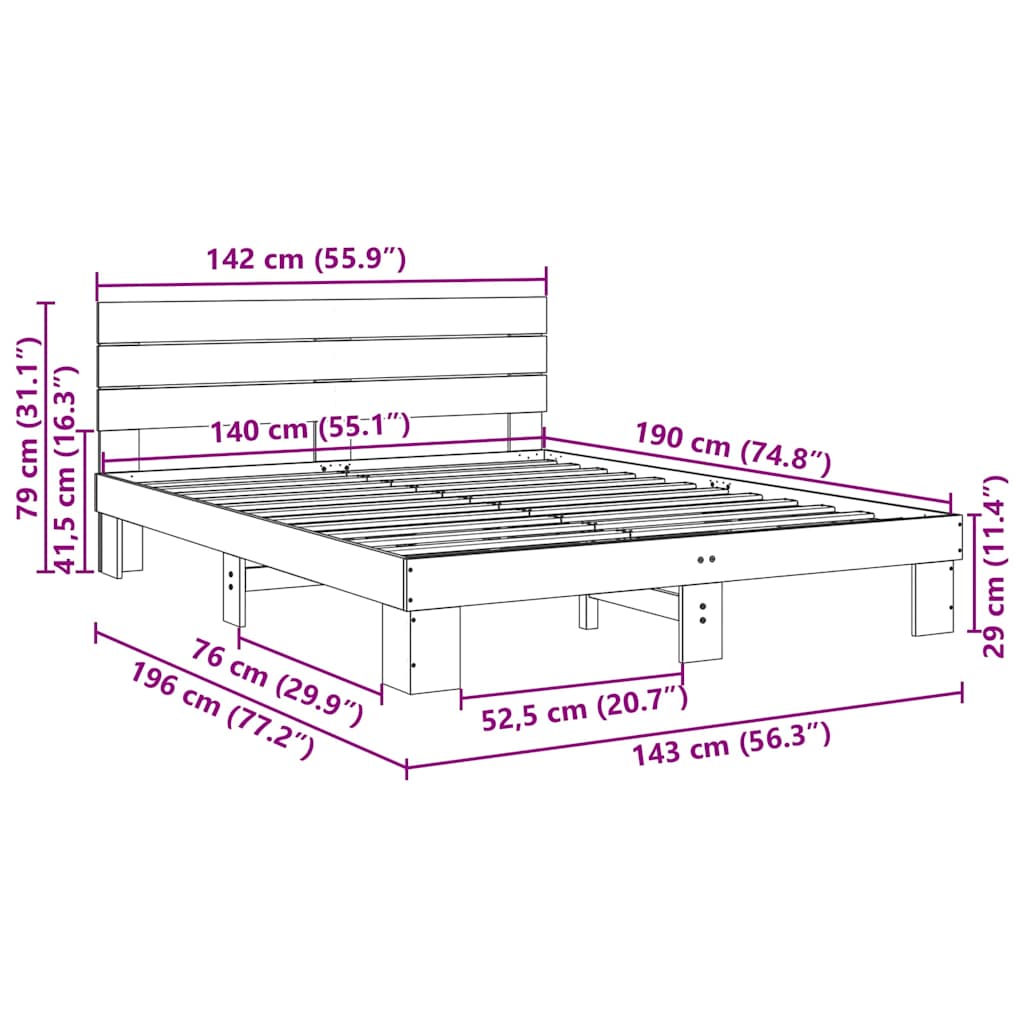 Struttura Letto con Testiera senza Materasso 140x190 cm