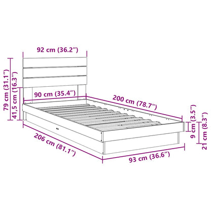 Struttura Letto con Testiera senza Materasso 90x200 cm