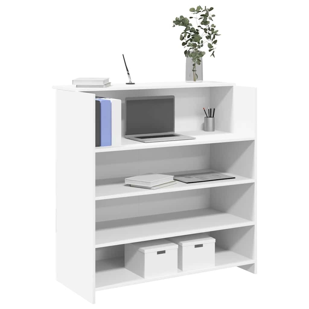 Scrivania per Reception Bianca 100x50x103,5 cm in Legno Massello