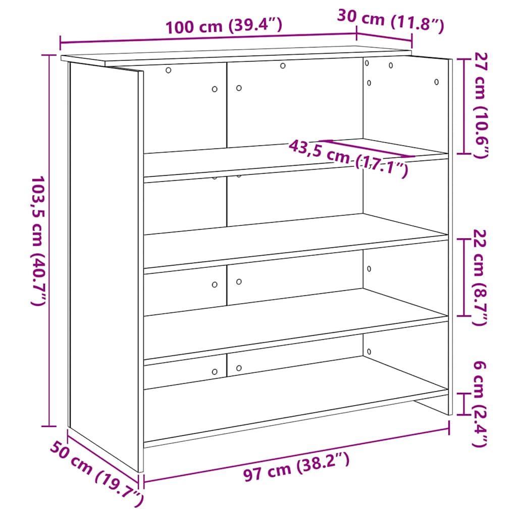 Banco Reception Rovere Fumo 100x50x103,5cm in Legno Multistrato