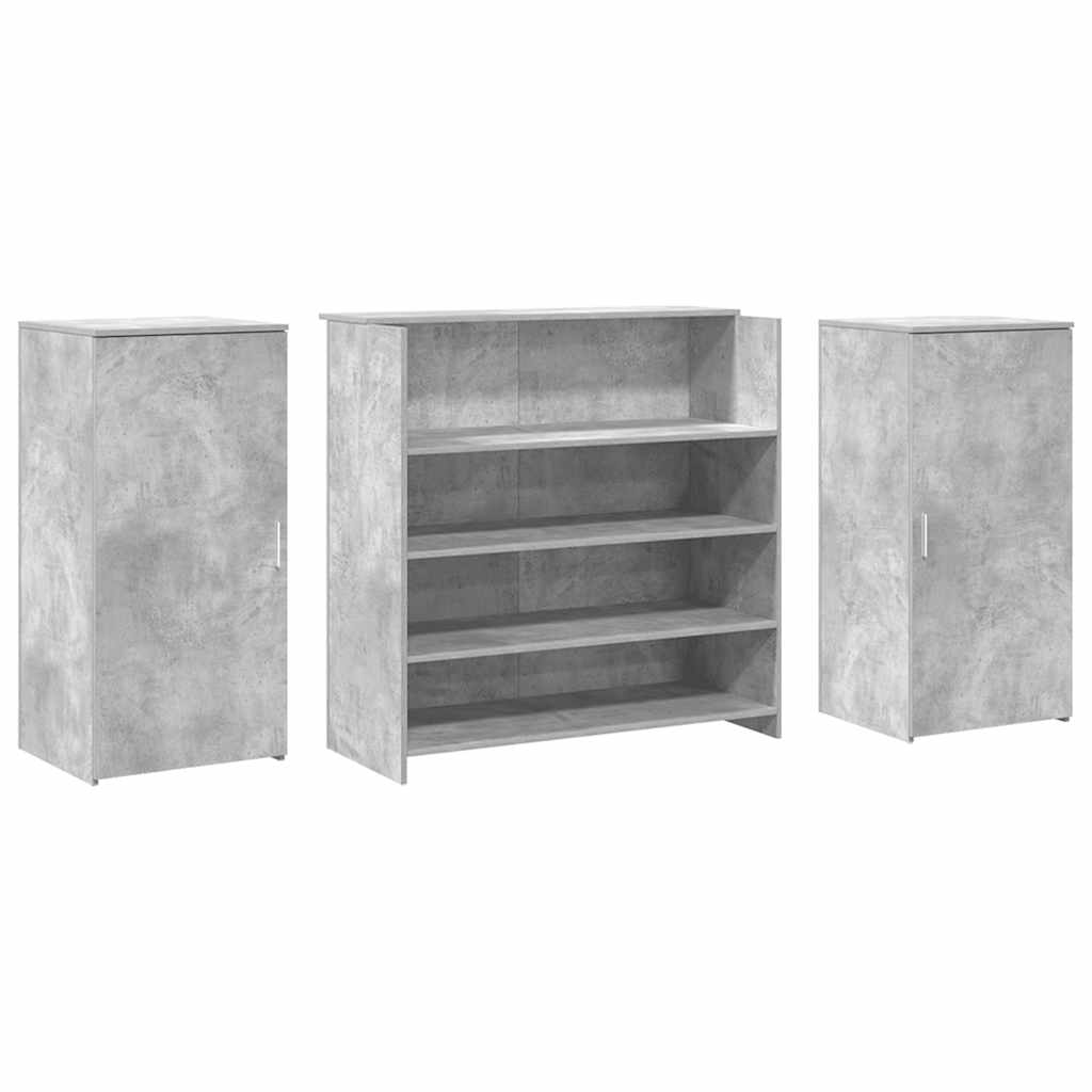 Banco Reception Grigio Cemento 200x50x103,5cm Legno Multistrato - homemem39