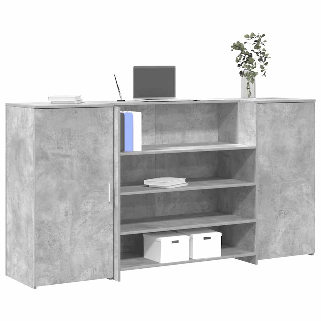 Banco Reception Grigio Cemento 200x50x103,5cm Legno Multistrato - homemem39