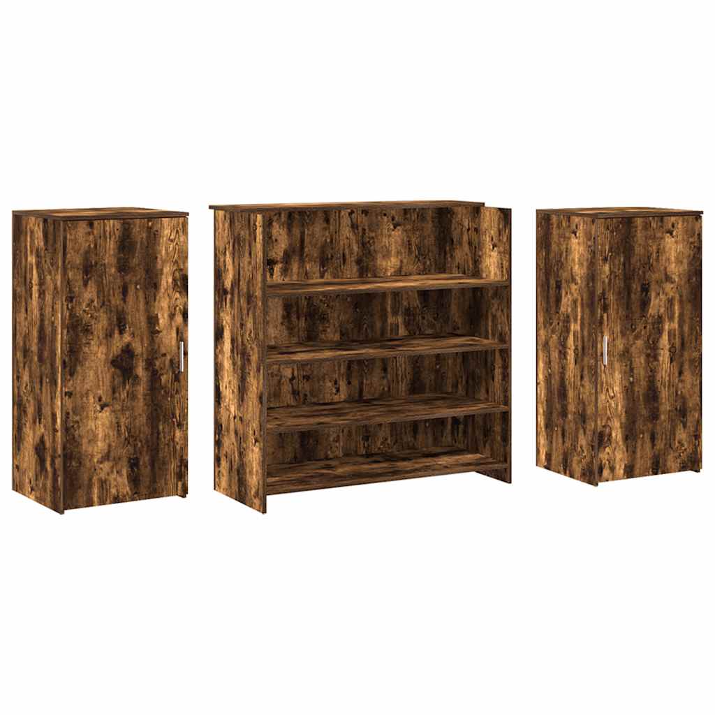 Banco Reception Rovere Fumo 200x50x103,5cm in Legno Multistrato - homemem39