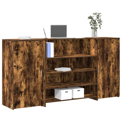 Banco Reception Rovere Fumo 200x50x103,5cm in Legno Multistrato - homemem39