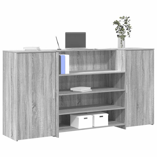 Banco Reception Grigio Sonoma 200x50x103,5 cm Legno Multistrato - homemem39