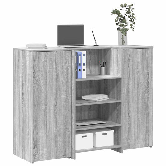 Banco Reception Grigio Sonoma 135x50x103,5 cm Legno Multistrato - homemem39