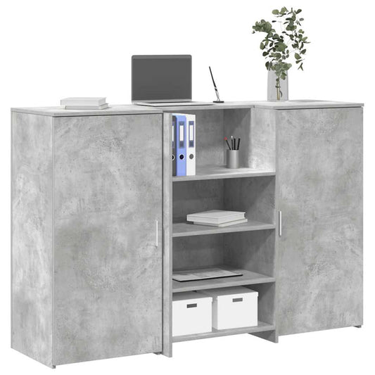 Banco Reception Grigio Cemento 155x50x103,5cm Legno Multistrato - homemem39