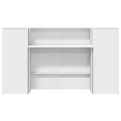 Scrivania per Reception Bianca 180x50x103,5 cm in Legno Massello