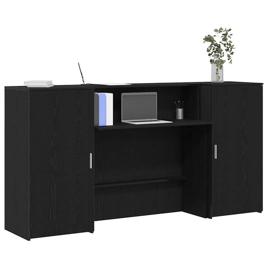Banco Reception Rovere Nero 200x50x103,5 cm Legno Multistrato | homemem39