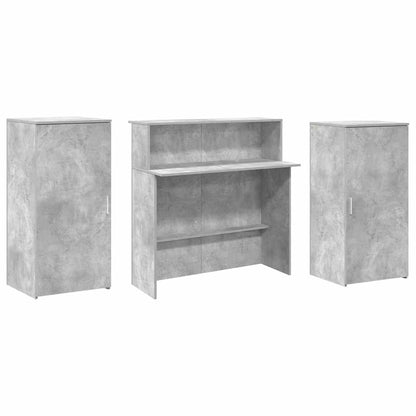 Banco Reception Grigio Cemento 200x50x103,5cm Legno Multistrato