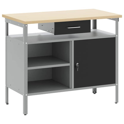 Banco da lavoro con cassetto Nero e Grigio 100 x 55 x 85 cm - homemem39