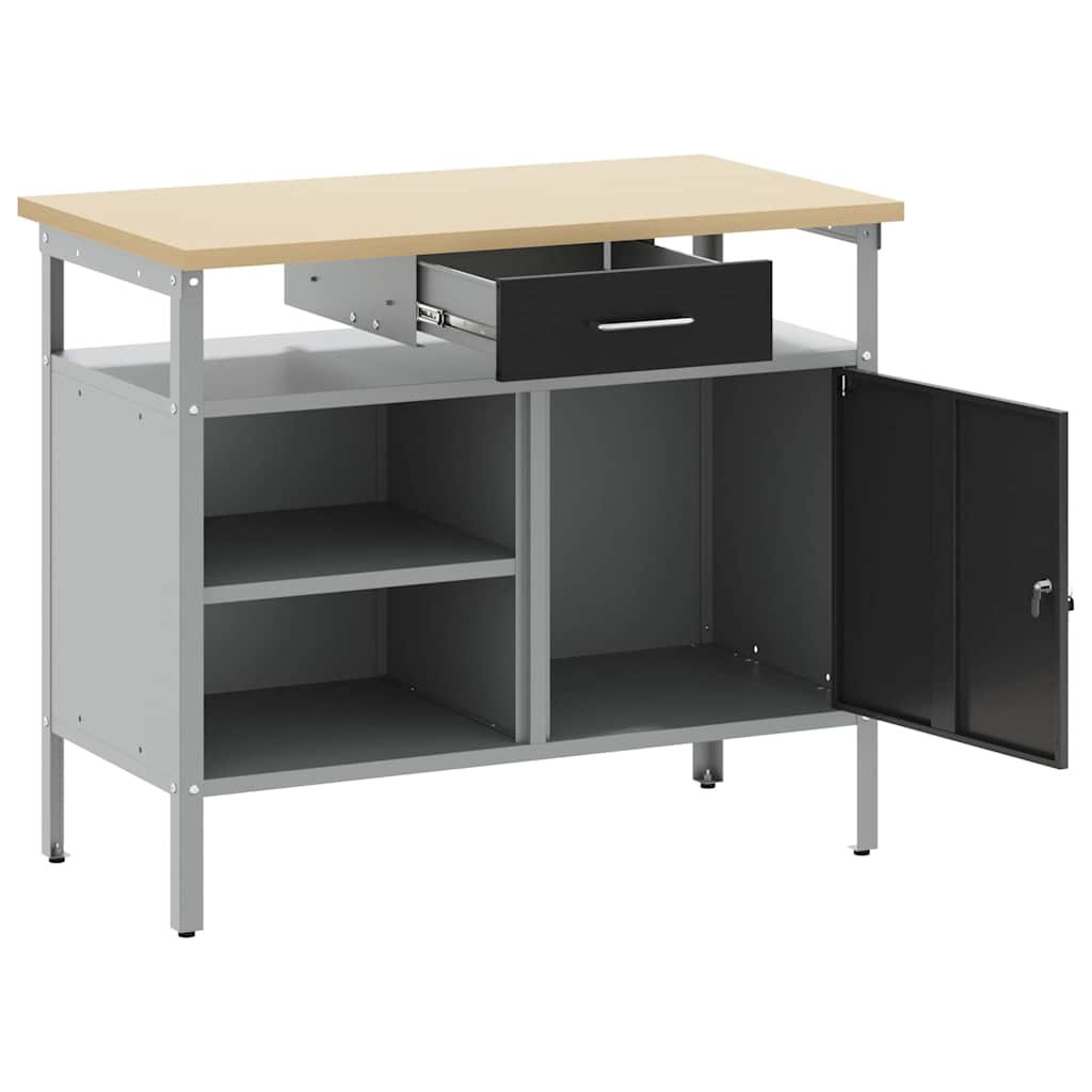 Banco da lavoro con cassetto Nero e Grigio 100 x 55 x 85 cm - homemem39