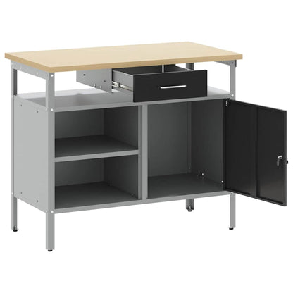 Banco da lavoro con cassetto Nero e Grigio 100 x 55 x 85 cm - homemem39