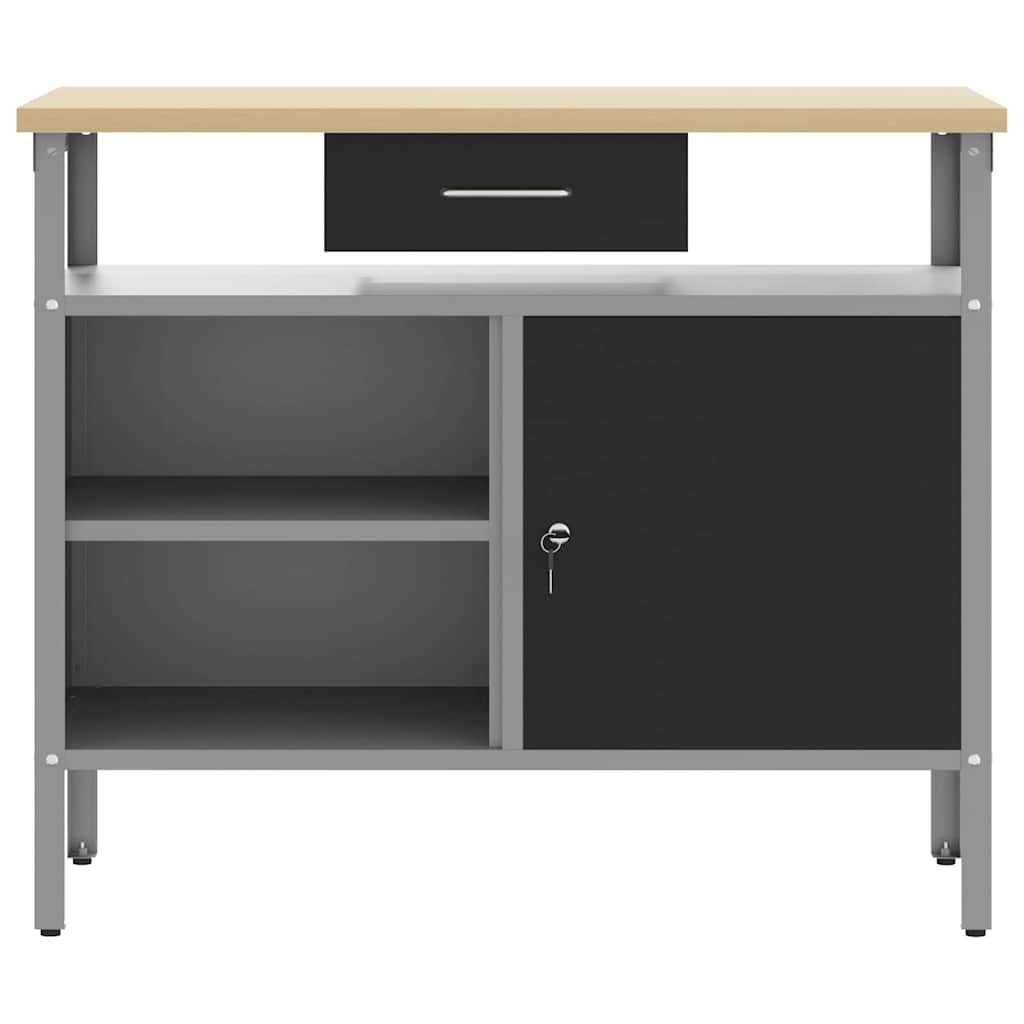 Banco da lavoro con cassetto Nero e Grigio 100 x 55 x 85 cm