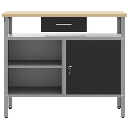 Banco da lavoro con cassetto Nero e Grigio 100 x 55 x 85 cm