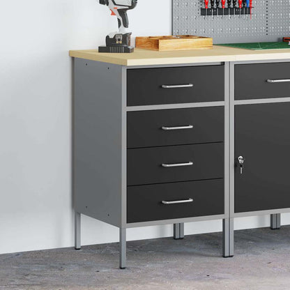 Banco da lavoro con cassetto Nero e Grigio 50 x 55 x 85 cm