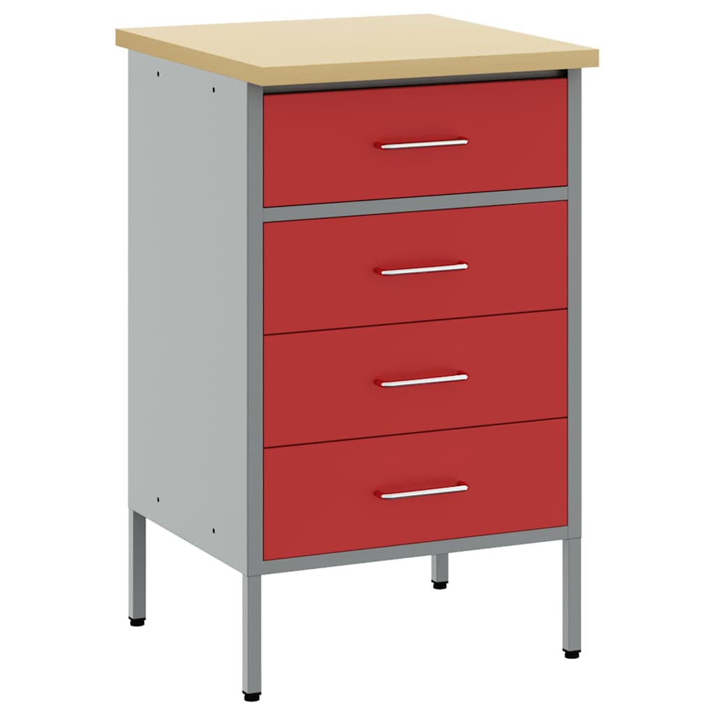 Banco da lavoro con cassetto Rosso e Grigio 50 x 55 x 85 cm - homemem39