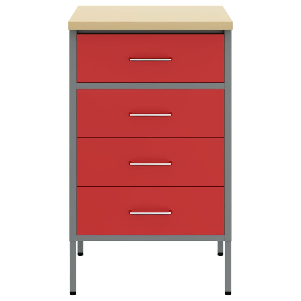 Banco da lavoro con cassetto Rosso e Grigio 50 x 55 x 85 cm - homemem39