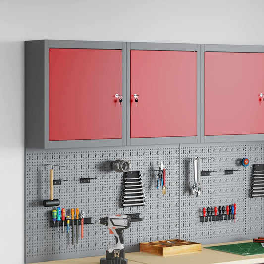 Mobile per attrezzi con blocco Rosso e Grigio 50 x 20 x 55 cm | homemem39