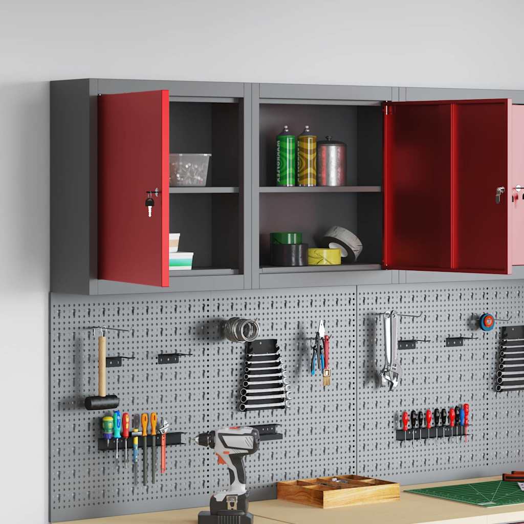 Mobile per attrezzi con blocco Rosso e Grigio 50 x 20 x 55 cm | homemem39