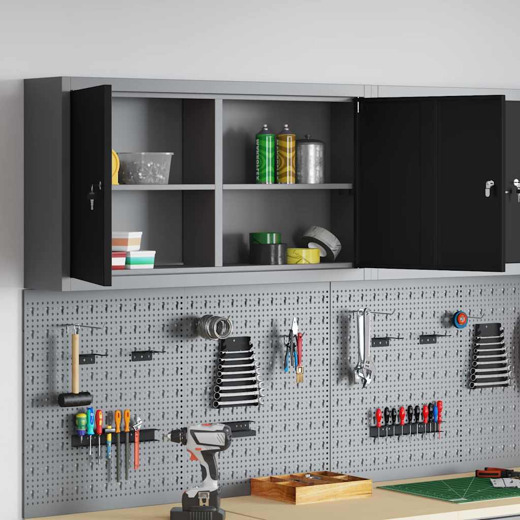 Mobile per attrezzi con blocco Nero e Grigio 100 x 20 x 55 cm | homemem39