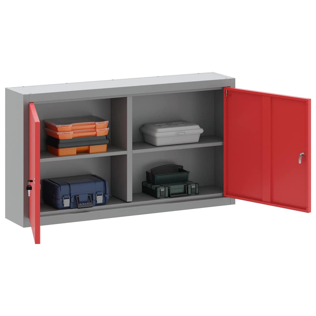 Mobile per attrezzi con blocco Rosso e Grigio 100 x 20 x 55 cm | homemem39