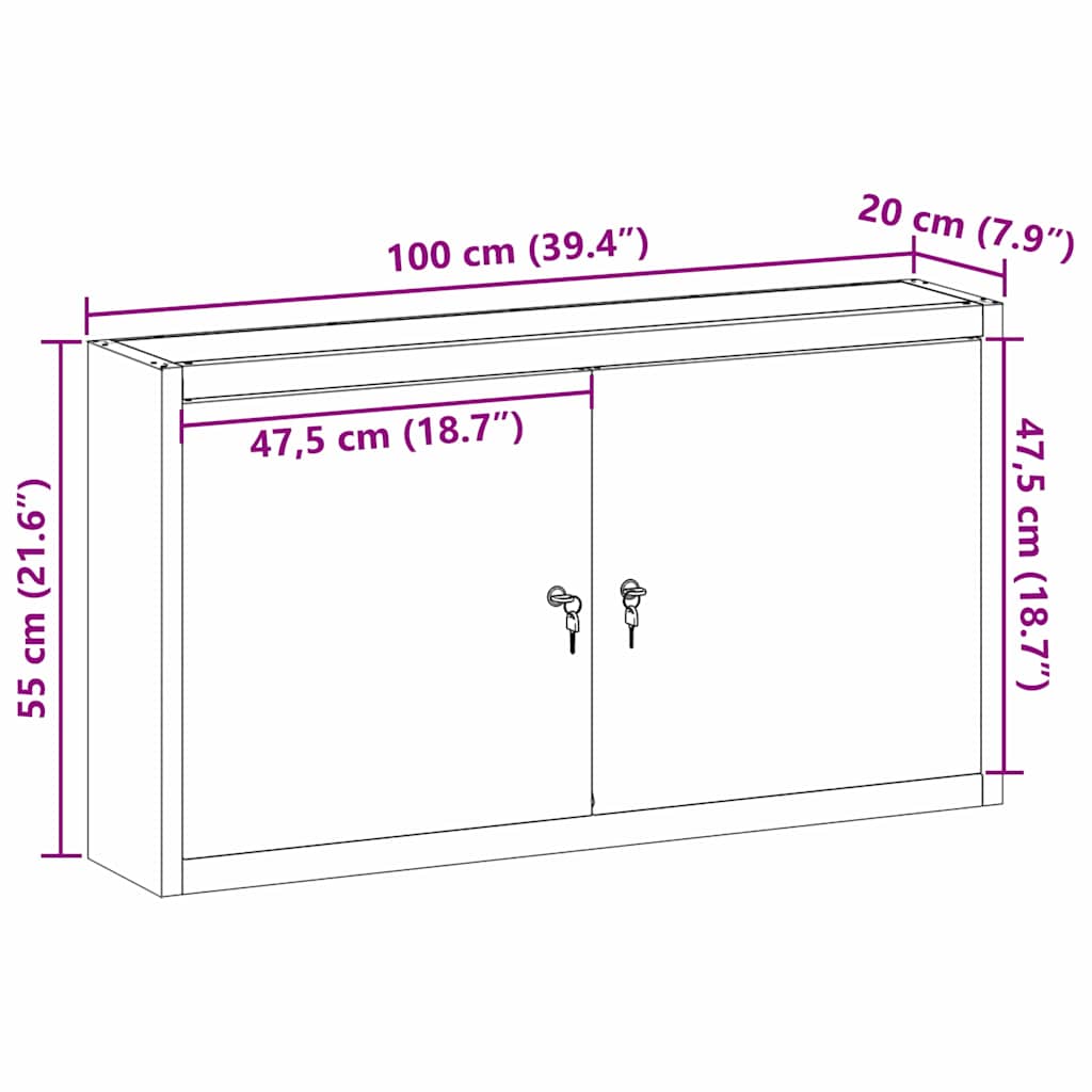 Mobile per attrezzi con blocco Rosso e Grigio 100 x 20 x 55 cm | homemem39