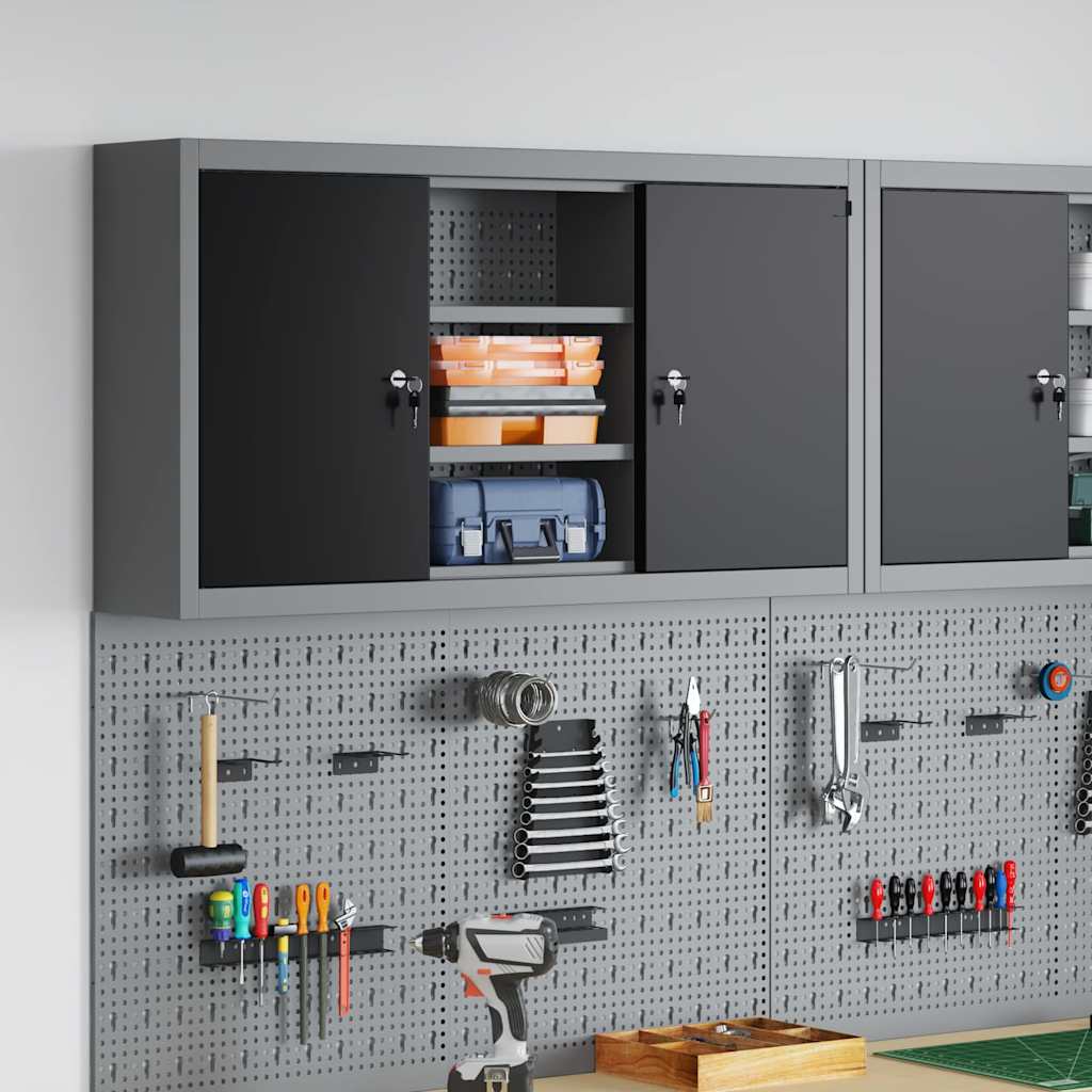 Mobile per attrezzi con blocco Nero e Grigio 100 x 20 x 55 cm | homemem39