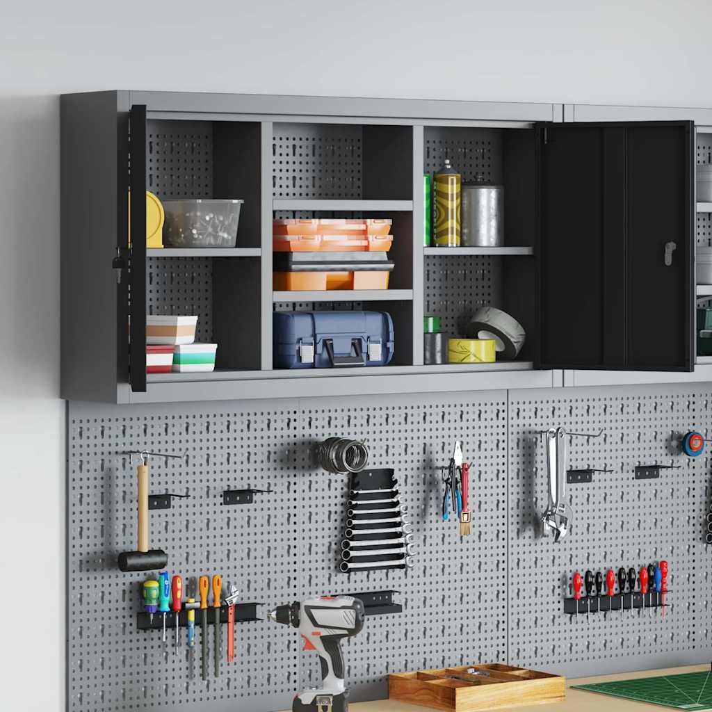 Mobile per attrezzi con blocco Nero e Grigio 100 x 20 x 55 cm | homemem39
