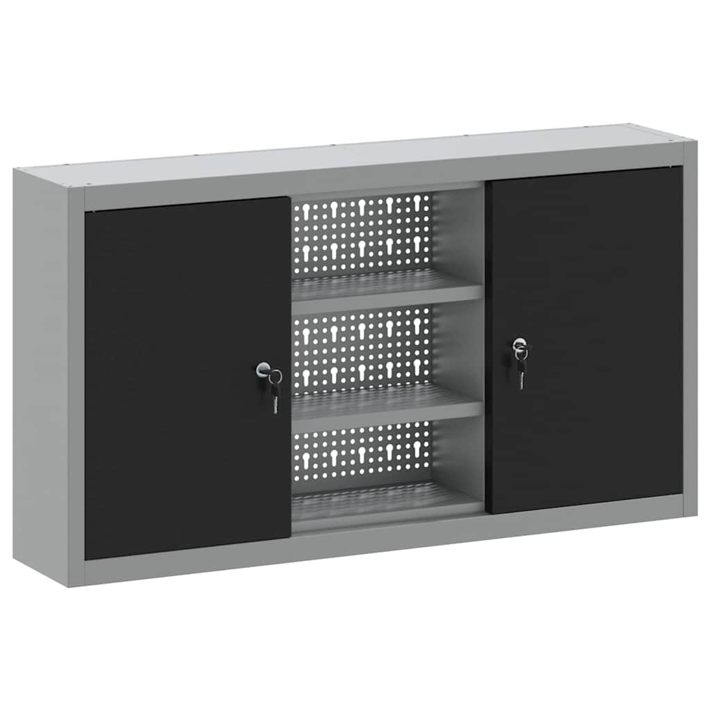 Mobile per attrezzi con blocco Nero e Grigio 100 x 20 x 55 cm | homemem39